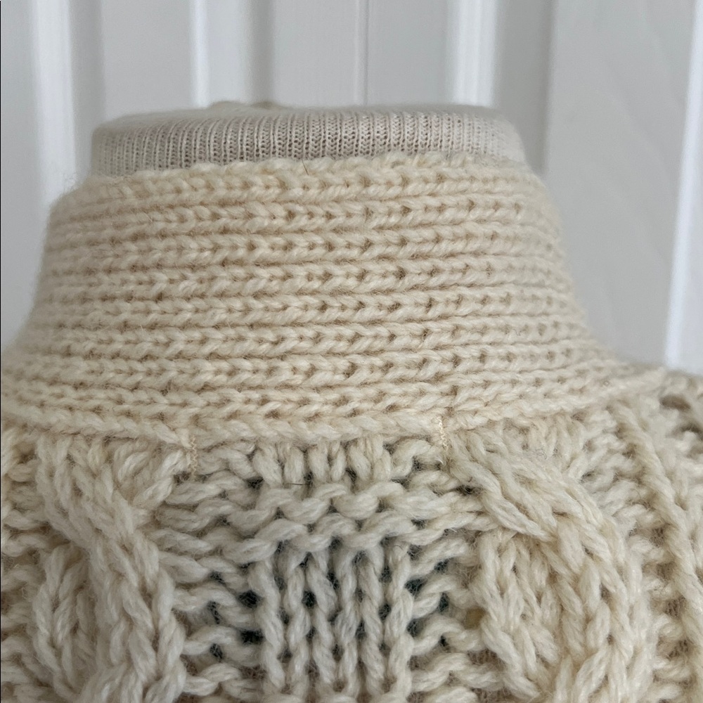 Vintage Aran Fisherman Wool Cream Cable Knit Sweater Vest - Picture 11 of 16